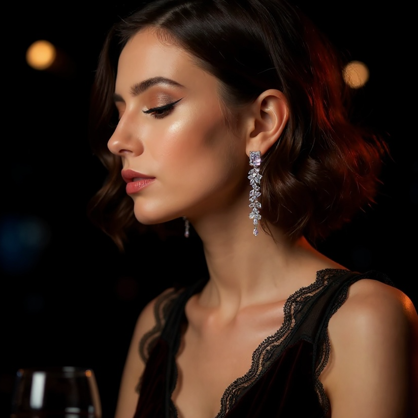 CUBIC ZIRCONIA COLLECTION - CRYSTAL DAZZLING DROP EARRINGS - CZER923 SILVER