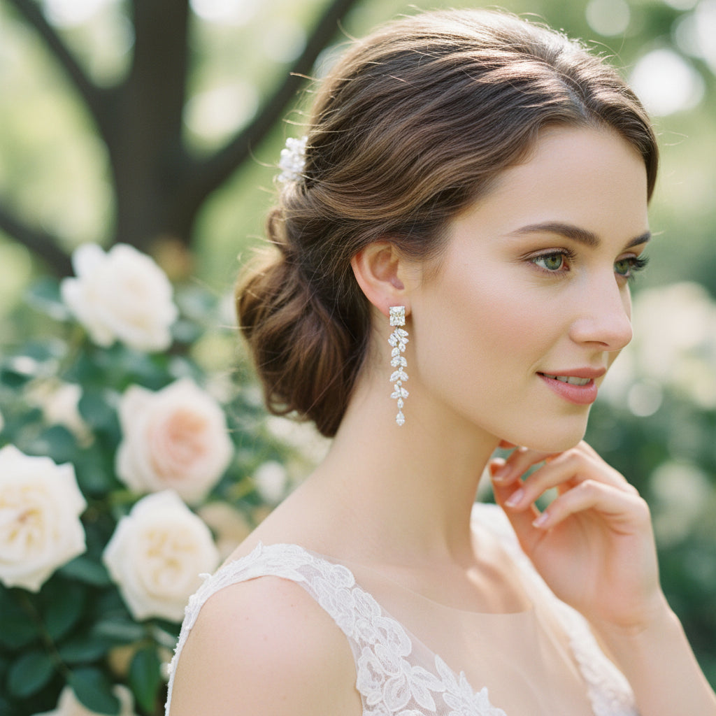 CUBIC ZIRCONIA COLLECTION - CRYSTAL DAZZLING DROP EARRINGS - CZER923 SILVER