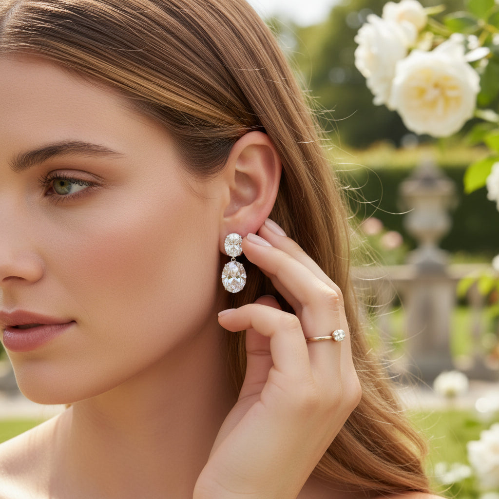 CUBIC ZIRCONIA COLLECTION - DAINTY GEM EARRINGS - CZER924 SILVER