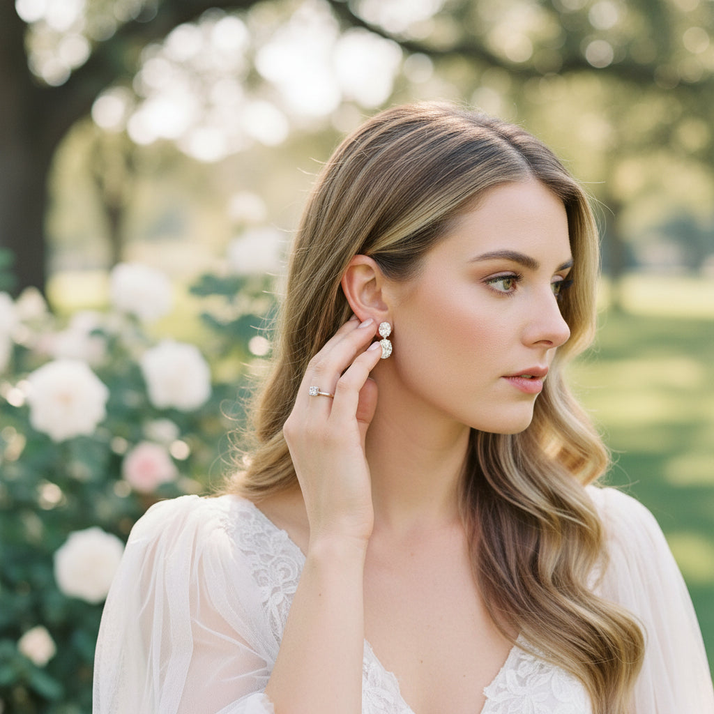 CUBIC ZIRCONIA COLLECTION - DAINTY GEM EARRINGS - CZER924 SILVER