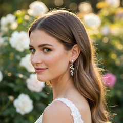CUBIC ZIRCONIA COLLECTION - DAINTY VINE EARRINGS - CZER926 SILVER