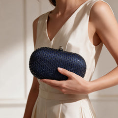 LUXE RHINESTONE CRYSTAL BAG - NAVY