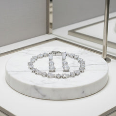 CUBIC ZIRCONIA COLLECTION - STARLET GALM BRACELET SET - SILVER