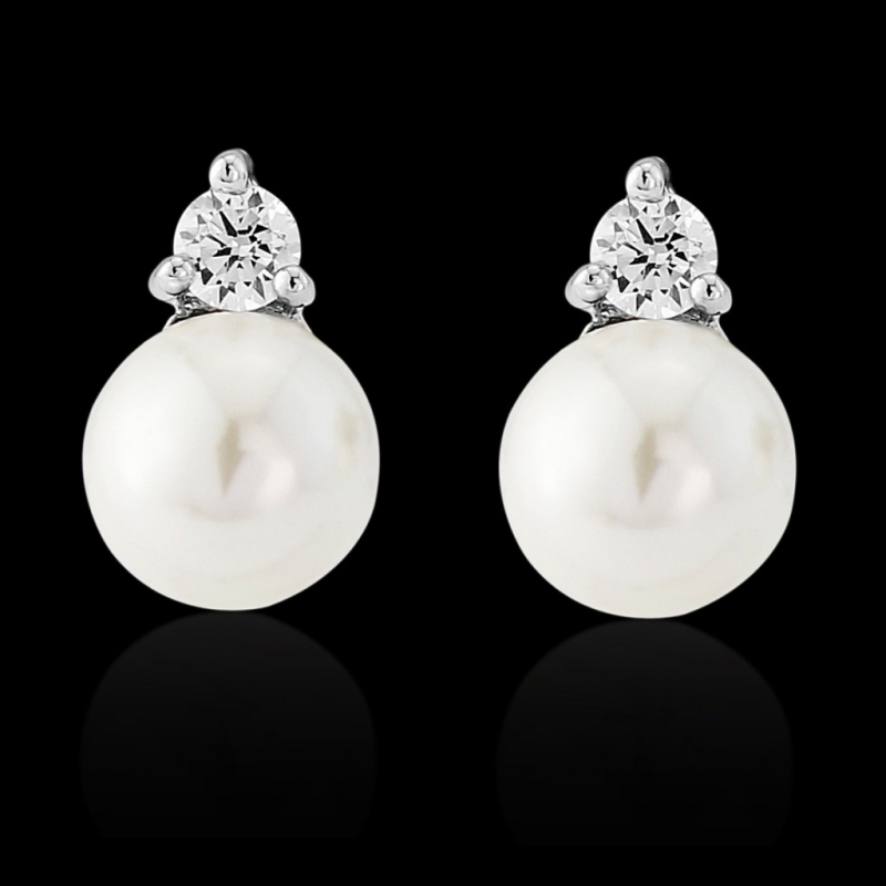 Cubic Zirconia Collection - Dainty Pearl Earrings  - ER327