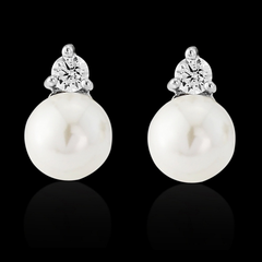 Cubic Zirconia Collection - Dainty Pearl Earrings  - ER327