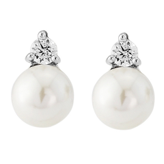 Cubic Zirconia Collection - Dainty Pearl Earrings  - ER327