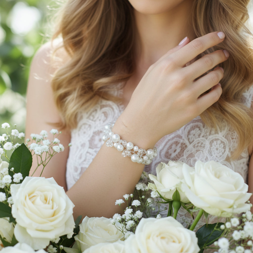 Delicate Swarovski Sparkle Bracelet - Ivory SASSB-BR9