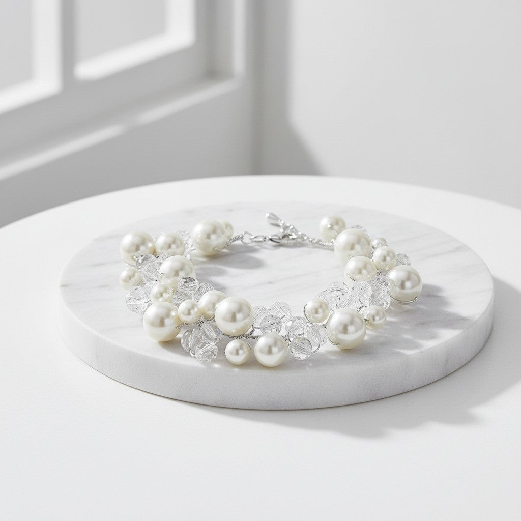 Delicate Swarovski Sparkle Bracelet - Ivory SASSB-BR9