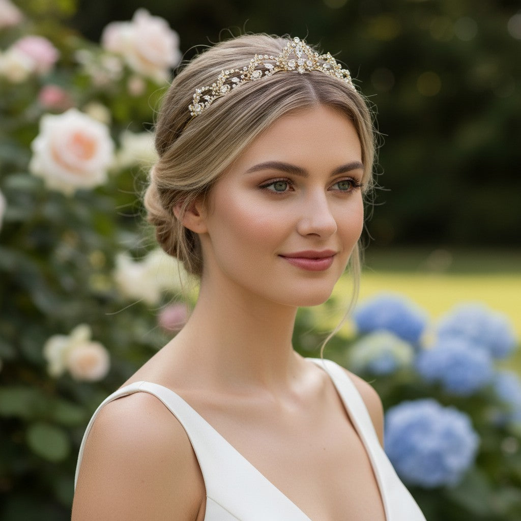 Lavina Tiara 12 -Crystal Embellished - 14K Gold Plated- SASSB