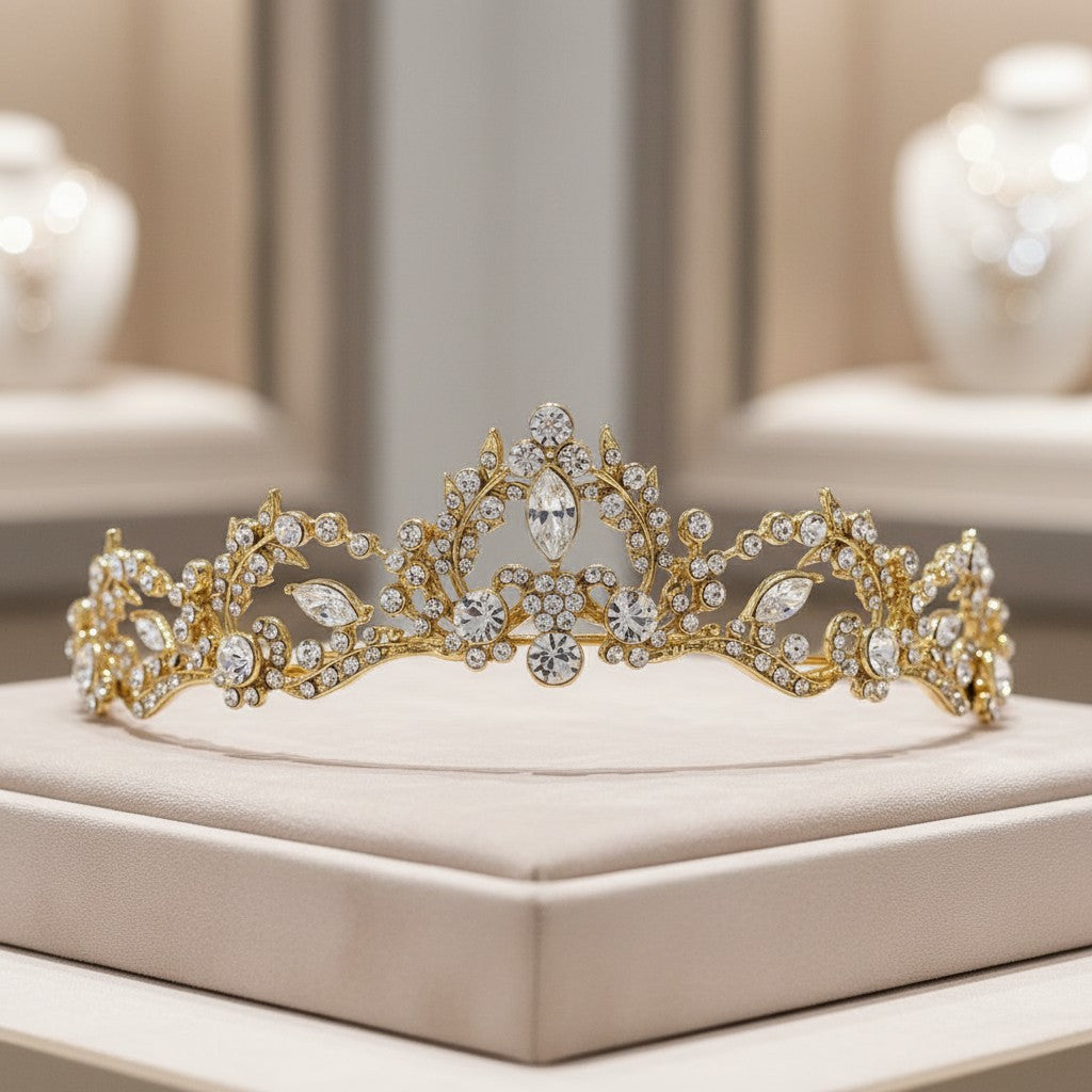 Lavina Tiara 12 -Crystal Embellished - 14K Gold Plated- SASSB