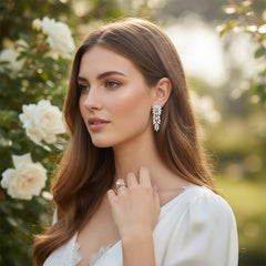 CUBIC ZIRCONIA COLLECTION - CRYSTAL DROP EARRINGS - CZER927 SILVER