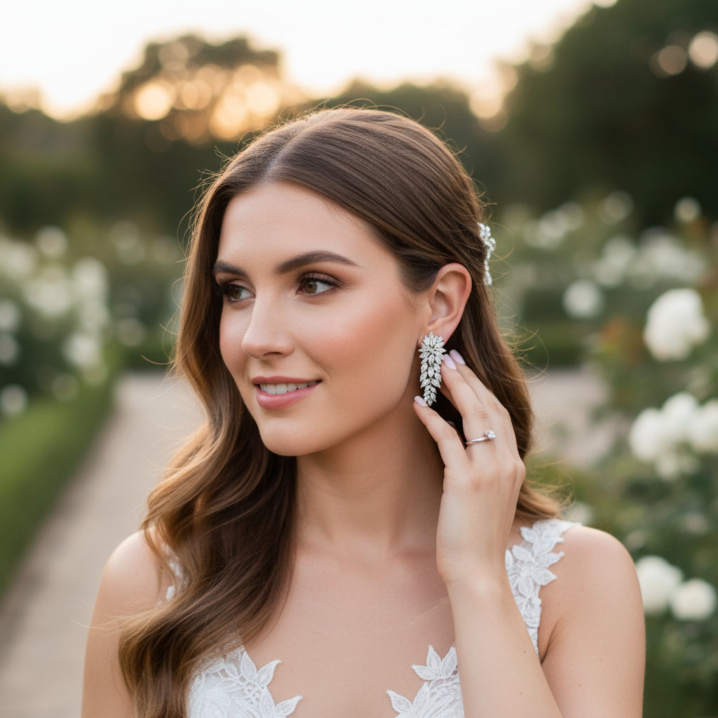 CUBIC ZIRCONIA COLLECTION - CRYSTAL DROP EARRINGS - CZER927 SILVER