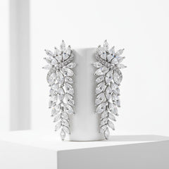 CUBIC ZIRCONIA COLLECTION - CRYSTAL DROP EARRINGS - CZER927 SILVER