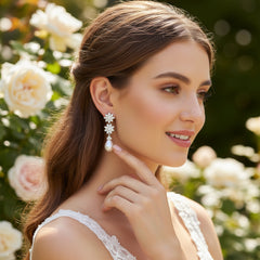 CUBIC ZIRCONIA COLLECTION - LUXE PEARL EARRINGS - CZER930 SILVER