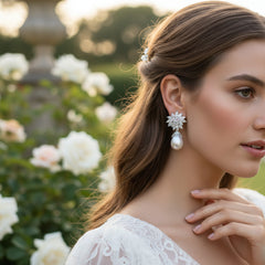 CUBIC ZIRCONIA COLLECTION - CRYSTAL CLUSTER EARRINGS - CZER931 SILVER