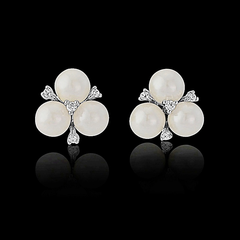 Cubic Zirconia - Chic Pearl Earrings - CZER333