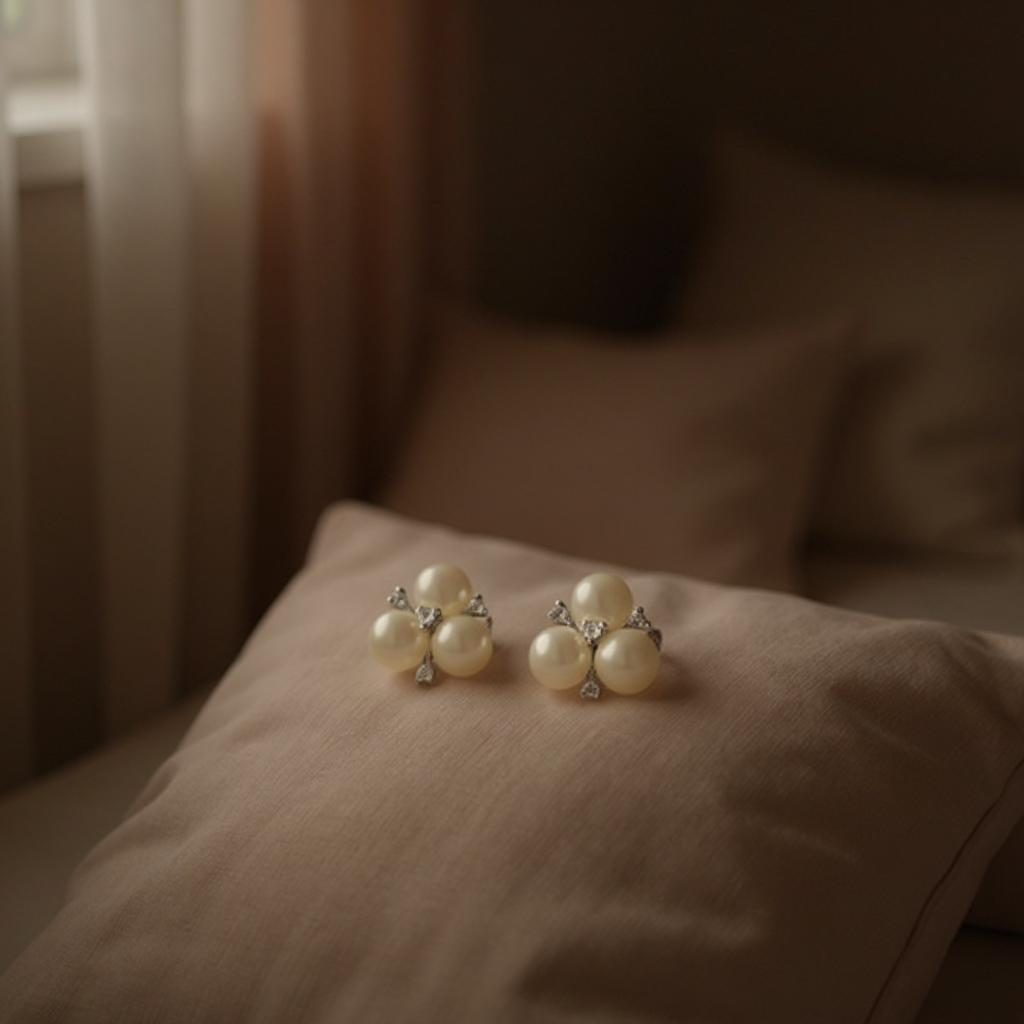 Cubic Zirconia - Chic Pearl Earrings - CZER333