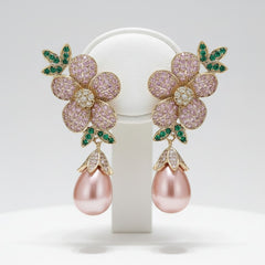 CUBIC ZIRCONIA COLLECTION - GLAM STARLET EARRINGS - CZER932 PINK