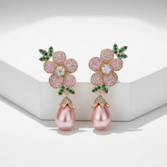 CUBIC ZIRCONIA COLLECTION - GLAM STARLET EARRINGS - CZER932 PINK