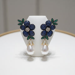 CUBIC ZIRCONIA COLLECTION - GLAM STARLET EARRINGS - CZER932 BLUE