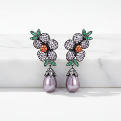 CUBIC ZIRCONIA COLLECTION - GLAM STARLET EARRINGS - CZER932 PURPLE