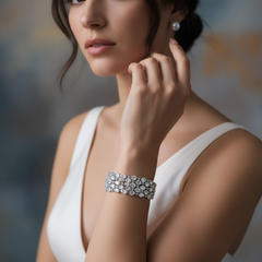 CUBIC ZIRCONIA COLLECTION - GLITZY GLAM STATEMENT BRACELET - BR177