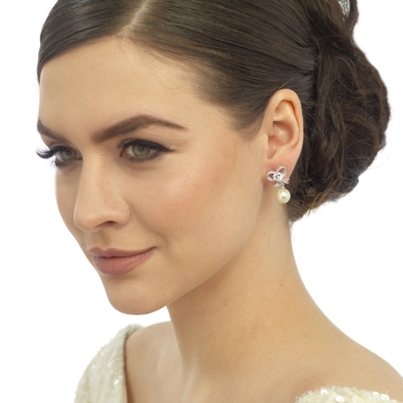 Cubic Zirconia Collection - Eternal Pearl Earrings - CZ335