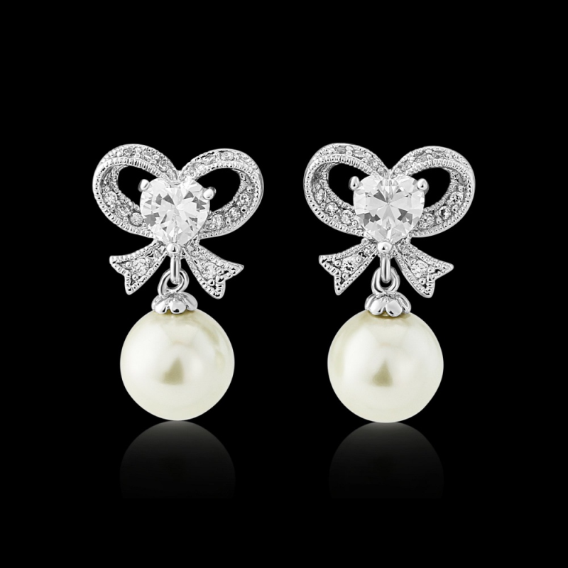 Cubic Zirconia Collection - Eternal Pearl Earrings - CZ335