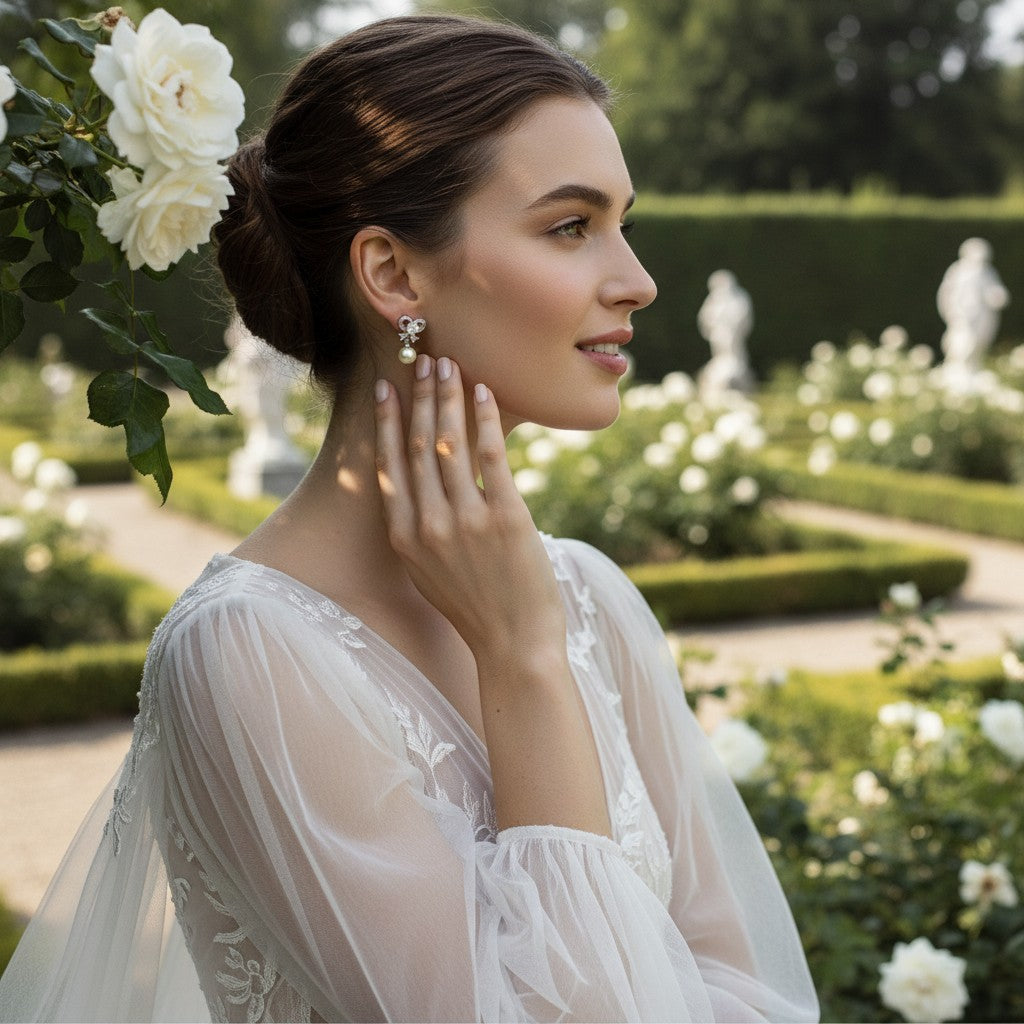 Cubic Zirconia Collection - Eternal Pearl Earrings - CZ335
