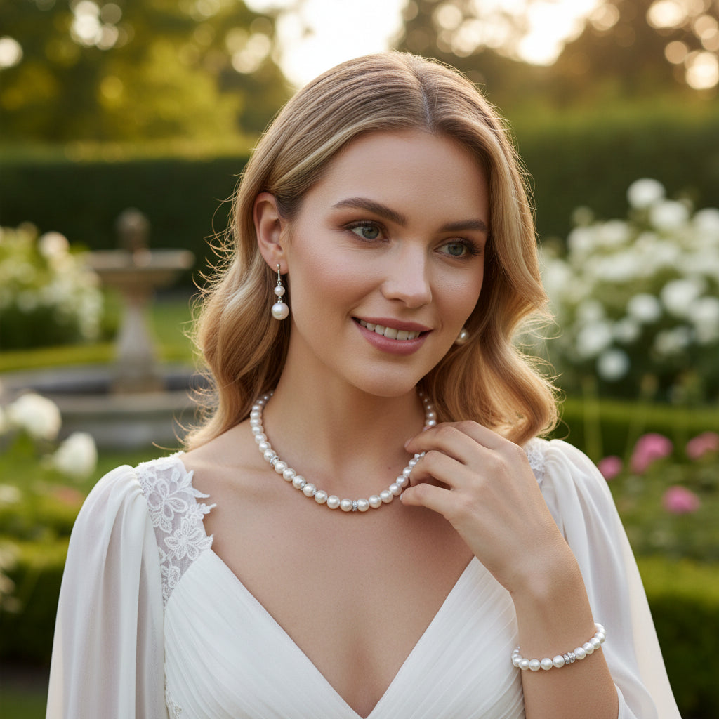 ATHENA COLLECTION - CHIC NECKLACE AND BRACELET SET - CZNK283 SILVER