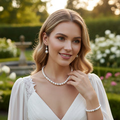 ATHENA COLLECTION - CHIC NECKLACE AND BRACELET SET - CZNK283 SILVER