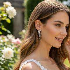CUBIC ZIRCONIA COLLECTION - CRYSTAL CACADE EARRINGS- CZER933 SILVER