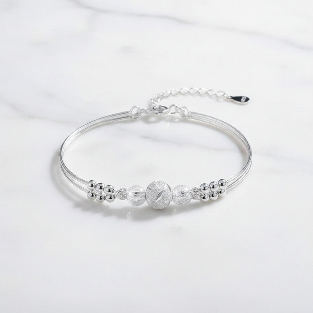 CUBIC ZIRCONIA COLLECTION - CHIC STERLING SILVER BRACELET - BR178 SILVER