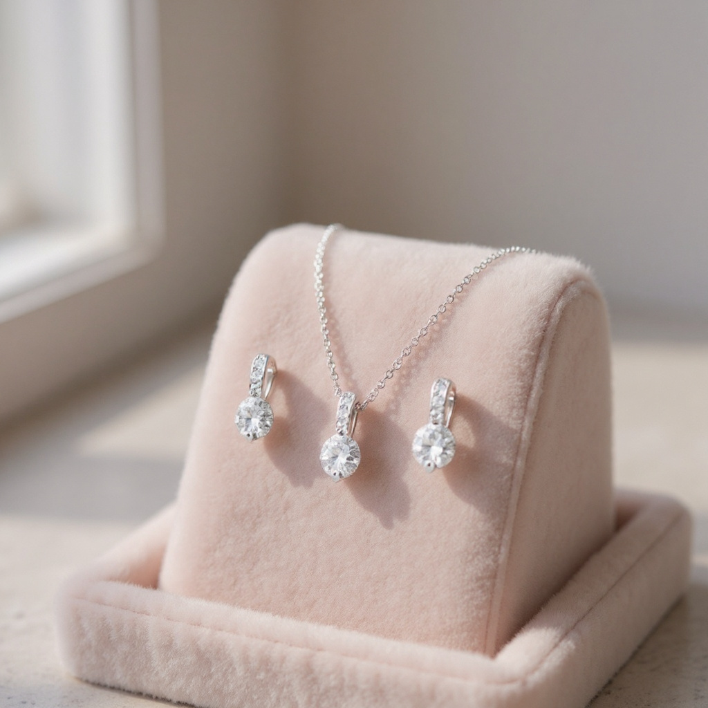 Cubic Zirconia Collection - Classic crystal Necklace Set - CZNK18
