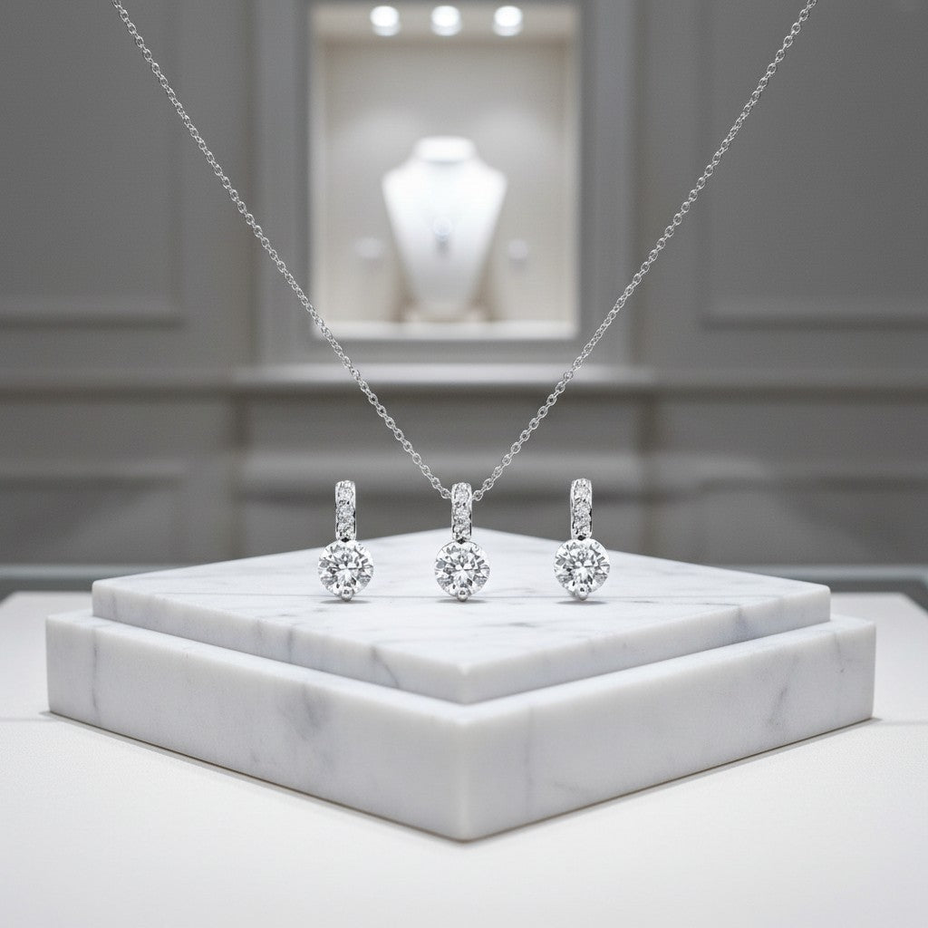 Cubic Zirconia Collection - Classic crystal Necklace Set - CZNK18
