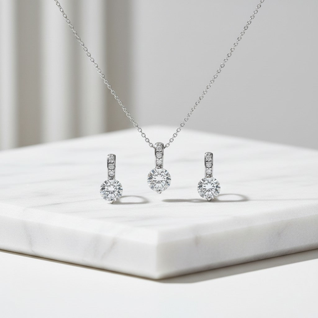 Cubic Zirconia Collection - Classic crystal Necklace Set - CZNK18