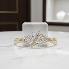 Cubic Zirconia Collection - Statement Bracelet - Gold - CZBRA7