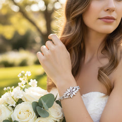 Cubic Zirconia Collection - Statement Bracelet - Silver - CZBRA7
