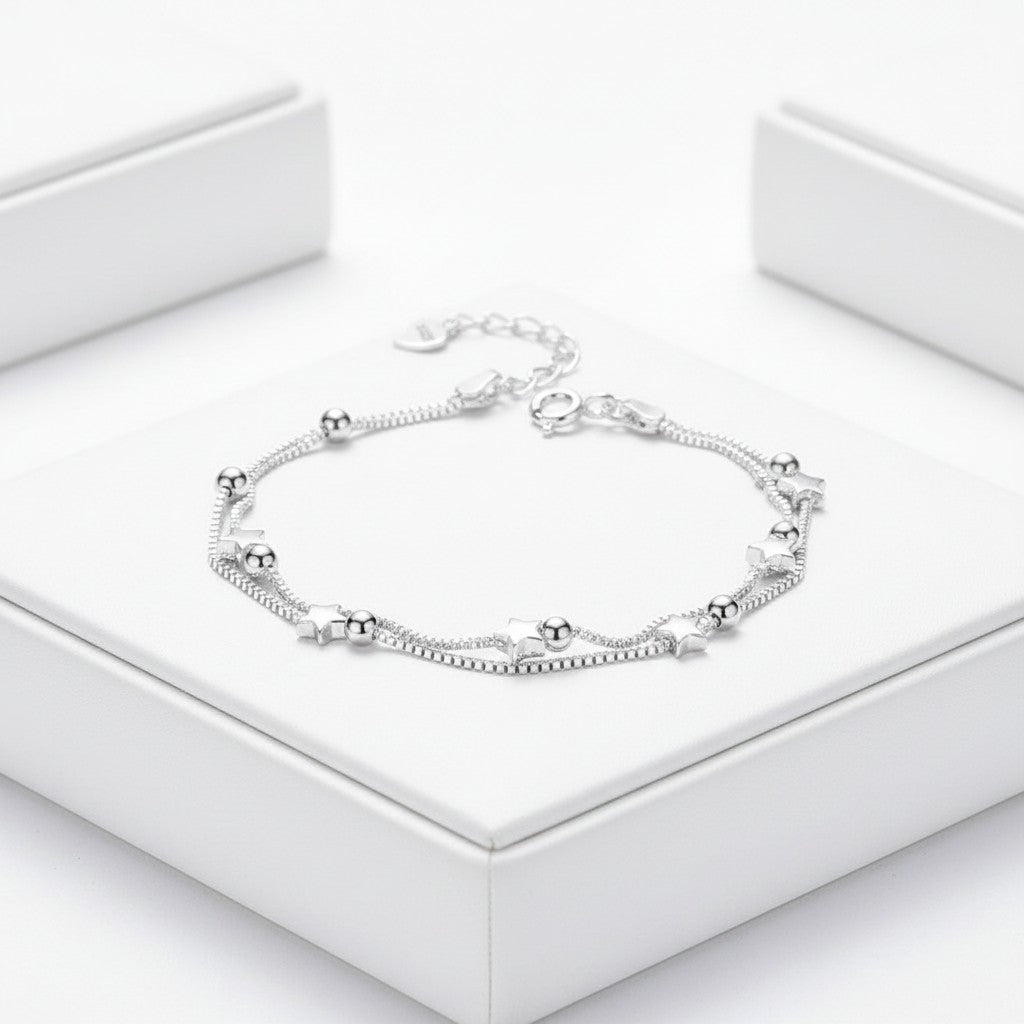CUBIC ZIRCONIA COLLECTION - CHIC STAR BRACELET - 925 STERLING SILVER BR179