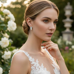 Cubic Zirconia Collection - Pretty Chic Pearl Earrings - CZER339