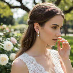 Cubic Zirconia Collection  - Classic Pearl Earrings - CZER340