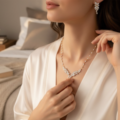CUBIC ZIRCONIA COLLECTION - CRYSTAL ALLURE NECKLACE SET - CZNK228 - GOLD