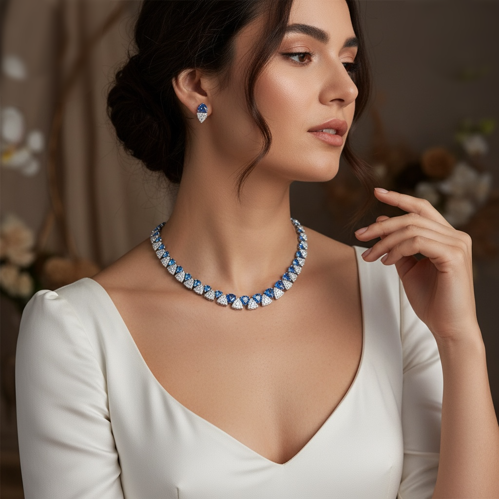 CUBIC ZIRCONIA COLLECTION - STATEMENT NECKLACE SET - CZNK286