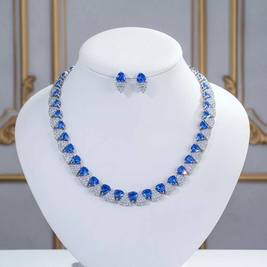 CUBIC ZIRCONIA COLLECTION - STATEMENT NECKLACE SET - CZNK286