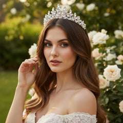 ATHENA COLLECTION - GLITZY GLAM TIARA - AHB237 SILVER