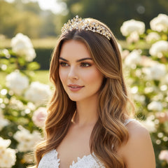 CUBIC ZIRCONIA COLLECTION - SHIMMERING VINE TIARA - AHB238 GOLD