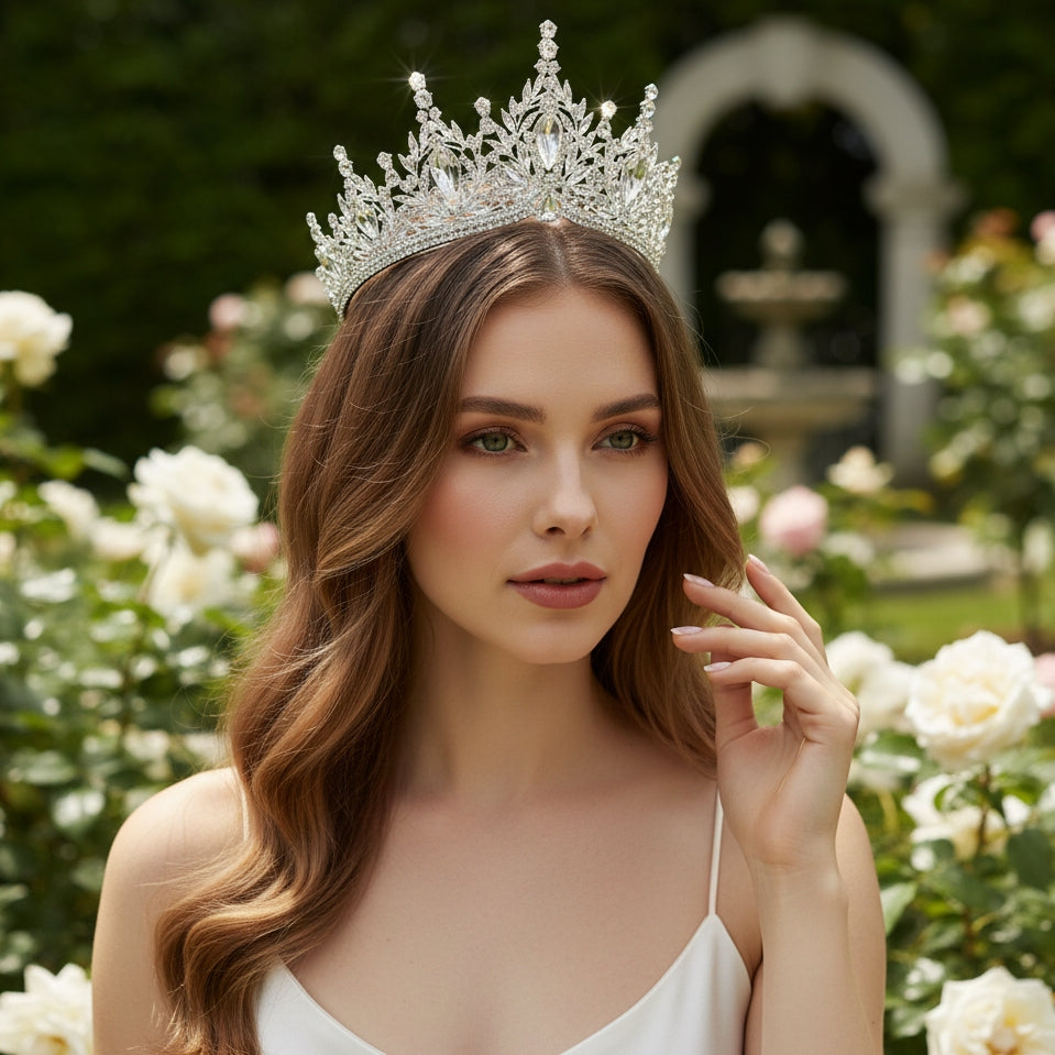 ATHENA COLLECTION - CELESTE SPARKLE TIARA - AHB240 SILVER