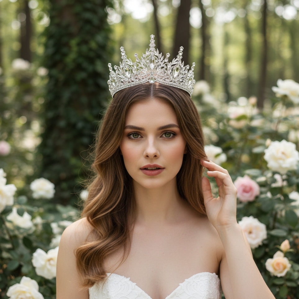 ATHENA COLLECTION - CELESTE SPARKLE TIARA - AHB240 SILVER