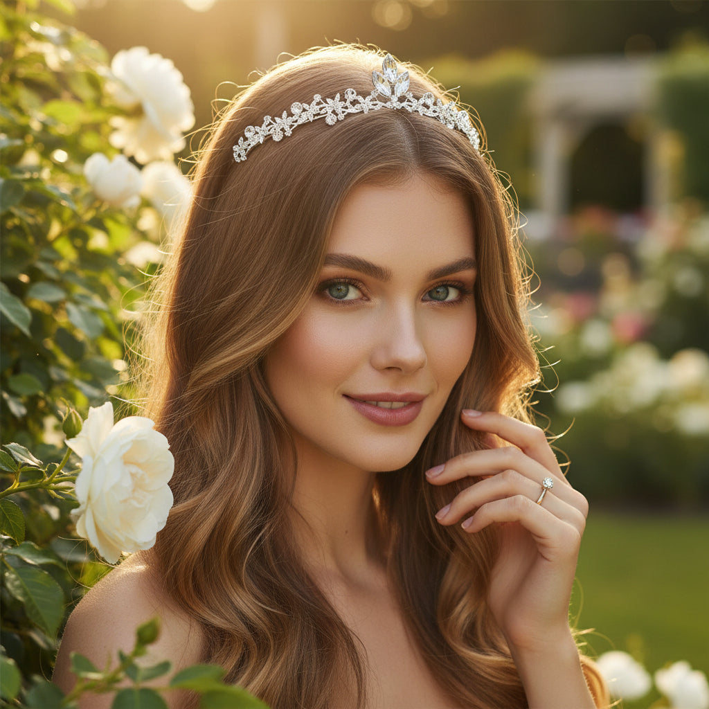 ATHENA COLLECTION - DAINTY SPARKLE TIARA - AHB241 SILVER
