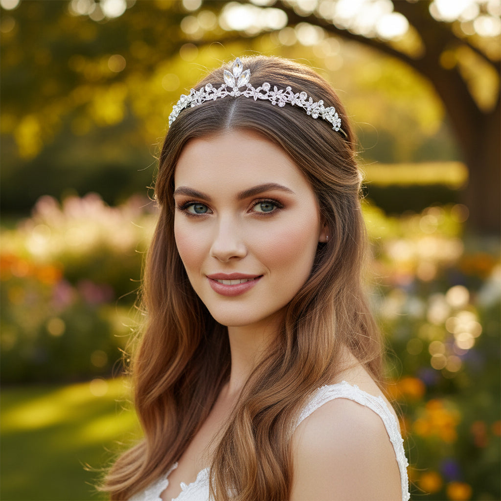 ATHENA COLLECTION - DAINTY SPARKLE TIARA - AHB241 SILVER